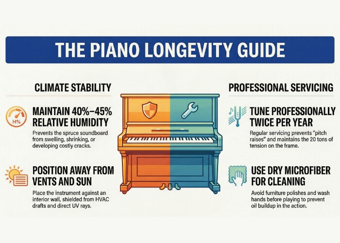 how to maintain acoustic piano longevity.